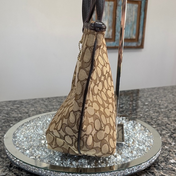 Coach Brown Signature Canvas Tote with Dark Brown Trim EUC - Picture 7 of 16